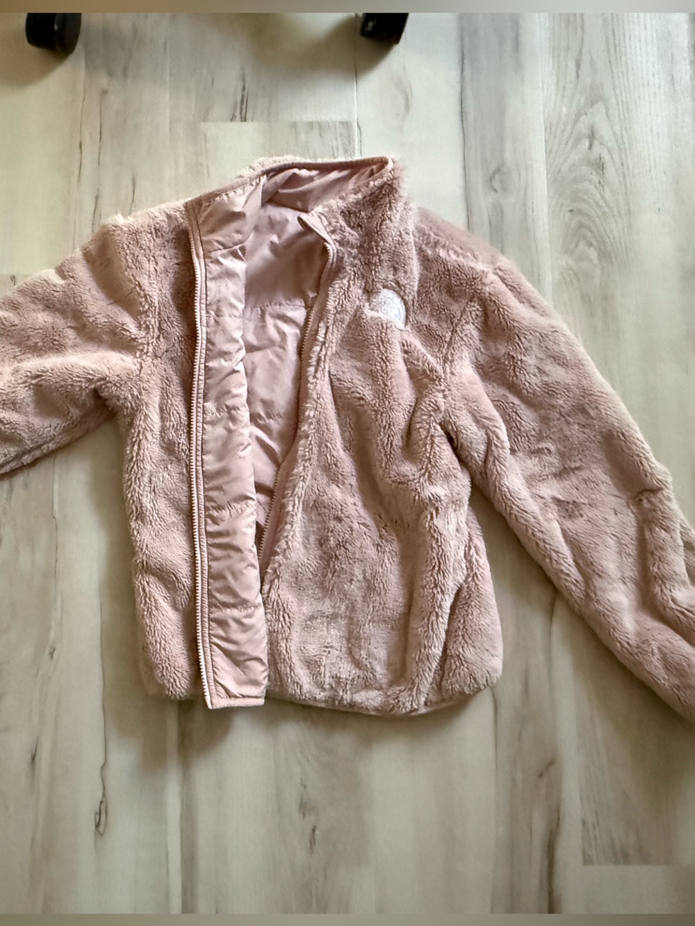 The North Face Kids' Pink Reversible Fuzzy Jacket- L 12